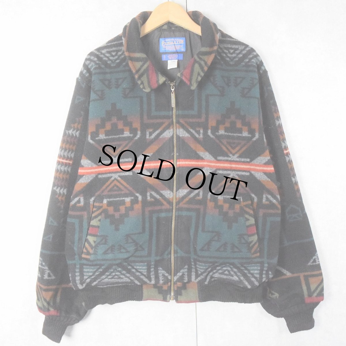 画像1: 90's PENDLETON USA製 ネイティブ柄 ウールジップジャケット L (1)