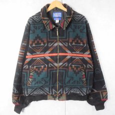 画像1: 90's PENDLETON USA製 ネイティブ柄 ウールジップジャケット L (1)