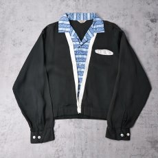 画像1: 50's Bud Berma レーヨンオープンカラーシャツ BLACK L (1)