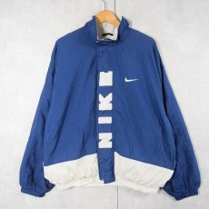画像1: NIKE ロゴ刺繍 切り替えデザイン ナイロンジャケット L (1)