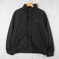 画像1: POLO Ralph Lauren ロゴ刺繍 裏フリース ソフトシェルジャケット BLACK M (1)