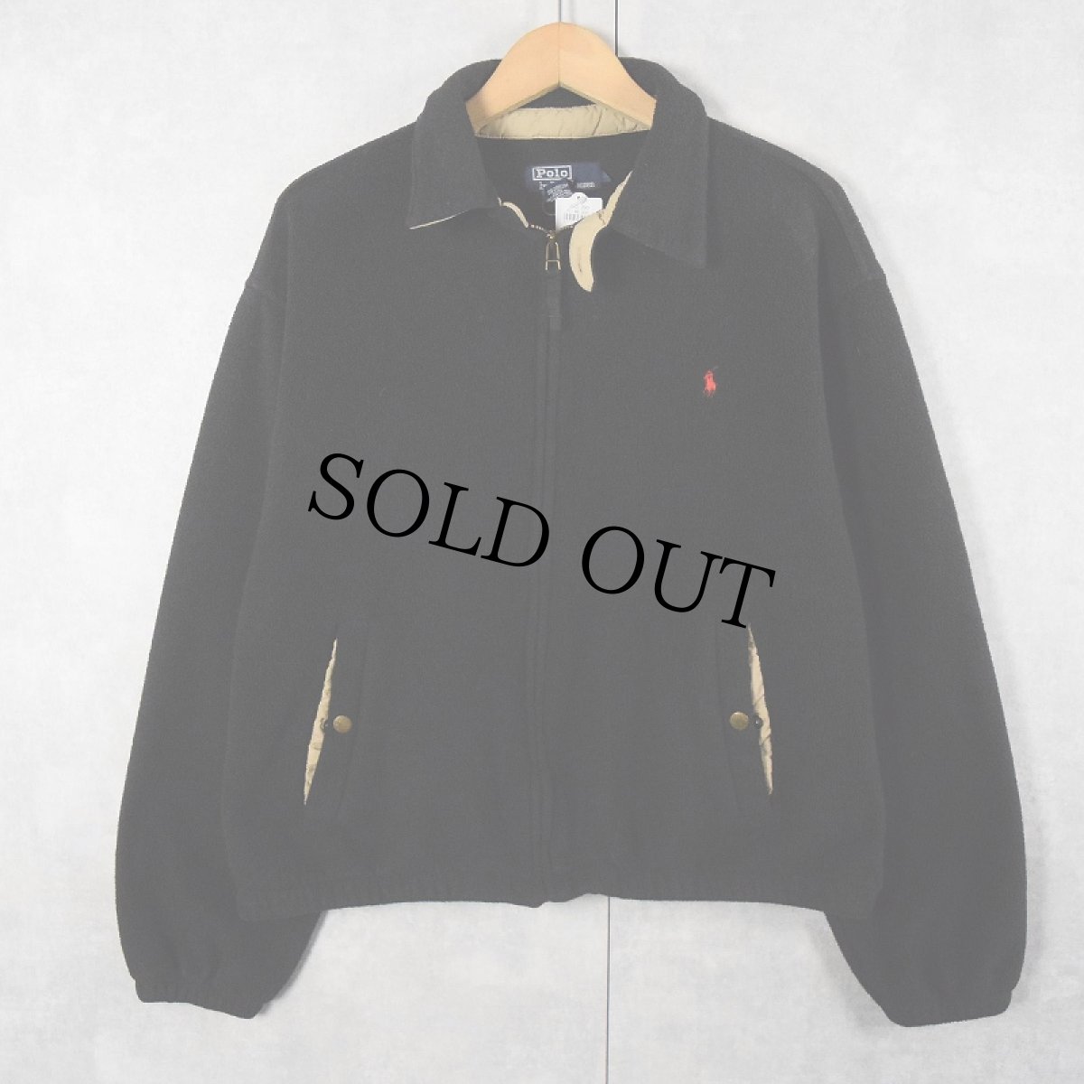 画像1: [お客様お支払い処理中]POLO Ralph Lauren ロゴ刺繍 フリーススイングトップ BLACK L (1)