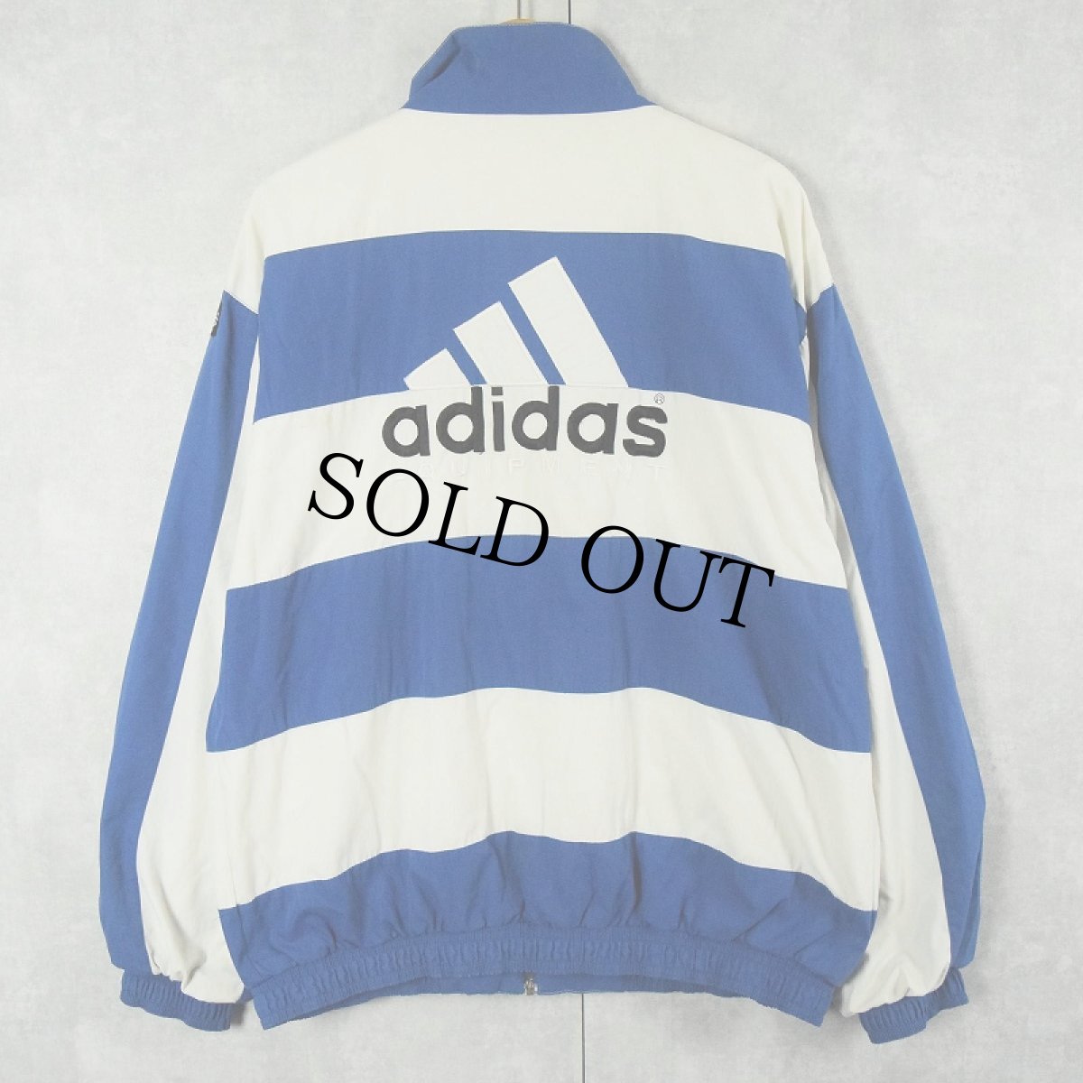 画像1: 90's adidas EQUIPMENT ロゴ刺繍 ボーダー柄 コットンポリジャケット M (1)