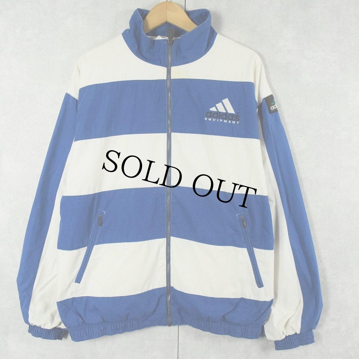 画像2: 90's adidas EQUIPMENT ロゴ刺繍 ボーダー柄 コットンポリジャケット M (2)