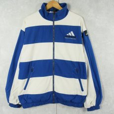 画像2: 90's adidas EQUIPMENT ロゴ刺繍 ボーダー柄 コットンポリジャケット M (2)