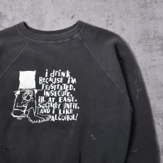 画像1: 60's "I drink because I'm frustrated...." モンスタープリントスウェット BLACK (1)