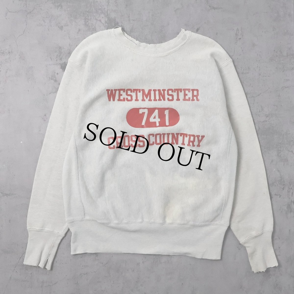 画像1: 70's Champion 赤単タグ REVERSE WEAVE USA製  "WESTMINSTER GROSS COUNTRY" プリントスウェット M (1)