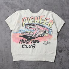画像1: 60's USA製 "PIONEER MUSTANG CLUB" エアブラシ 半袖スウェット L (1)