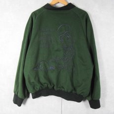 画像1: 90's ICEBERG ITALY製 "JIMMINY CRICKET" キャラクター刺繍 ウール×ナイロンジップジャケット XL (1)