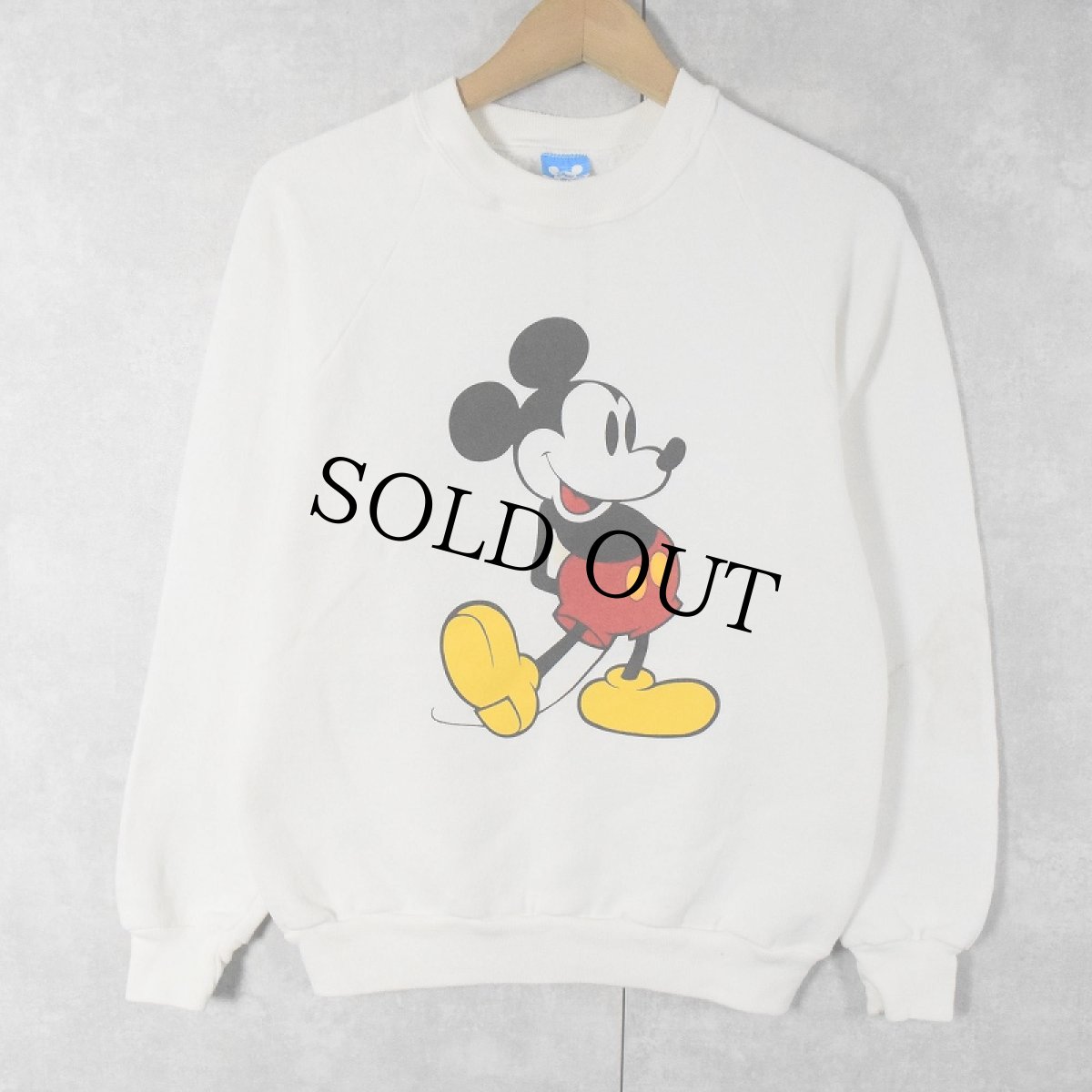 画像1: 80〜90's Disney MICKEY MOUSE USA製 キャラクタープリントラグランスウェット M (1)