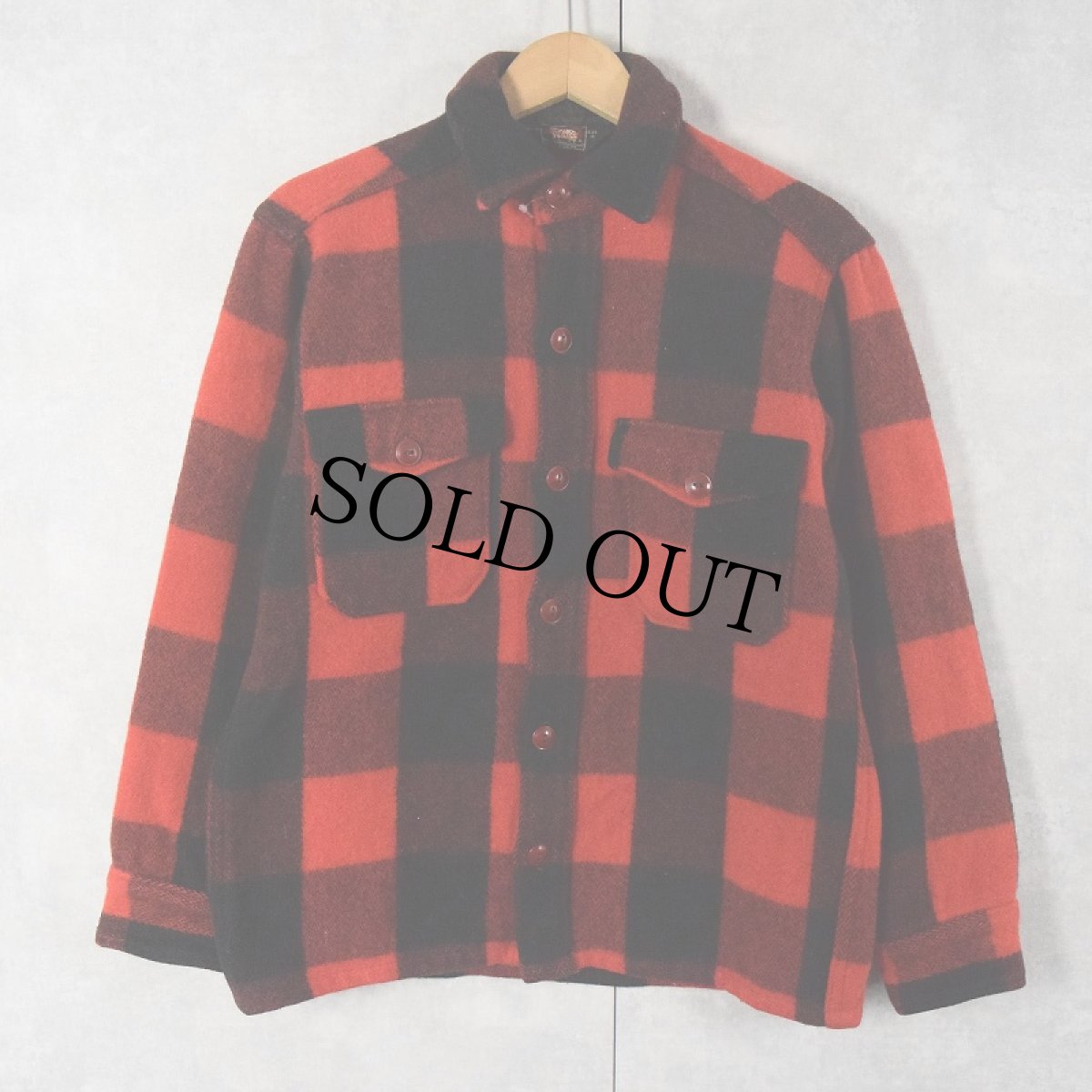 画像1: 50〜60's Woolrich バファローチェック柄 ウールシャツ SIZE15 (1)