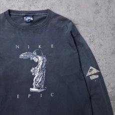 画像1: 80's NIKE USA製 紺タグ "NIKE EPIC" プリントロンT BLACK L (1)