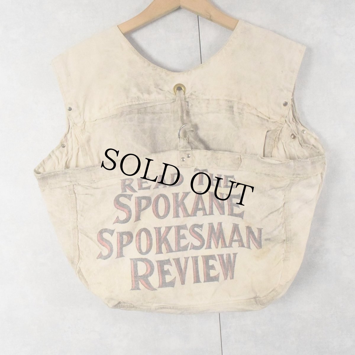 画像1: VINTAGE "READ THE SPOKANE SPOKESMAN REVIEW " ニュースペーパーバッグベスト (1)