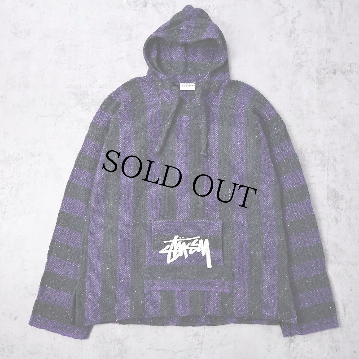 画像2: 90's ブート STUSSY ストライプ柄 メキシカンパーカー XL (2)