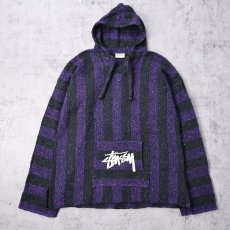 画像2: 90's ブート STUSSY ストライプ柄 メキシカンパーカー XL (2)