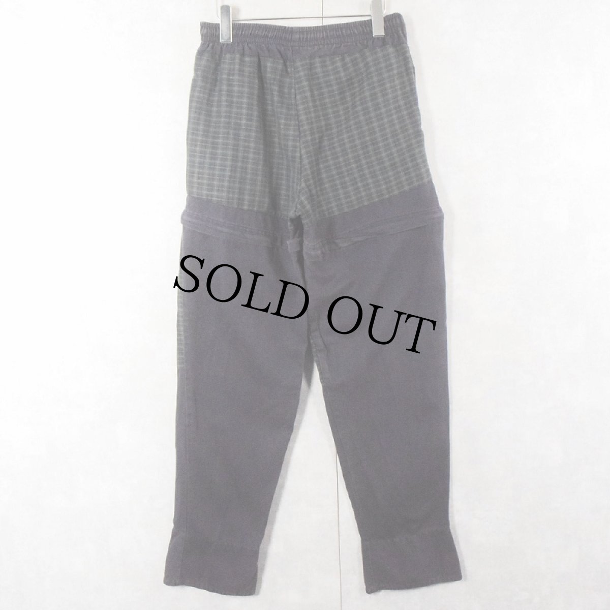 画像2: 90's〜 Rodin CANADA製 チェック柄切り替え ドッキングイージーパンツ NAVY XS (2)