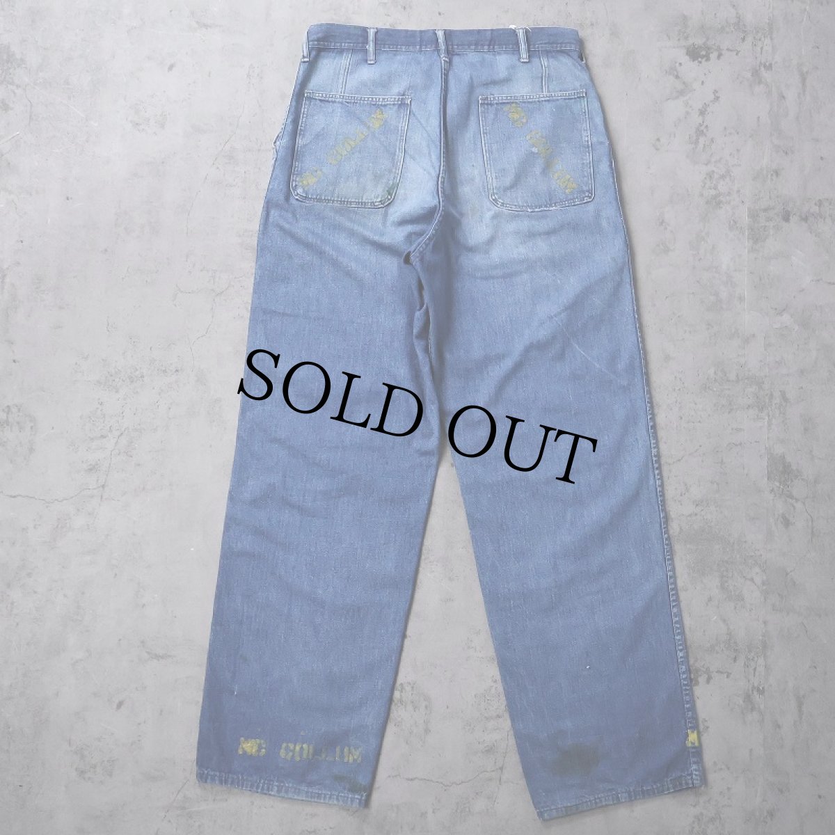 画像2: 40's WWII U.S.NAVY デニムベイカーパンツ ステンシル入り W33 (2)