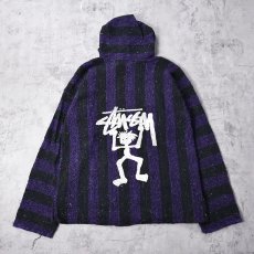 画像1: 90's ブート STUSSY ストライプ柄 メキシカンパーカー XL (1)