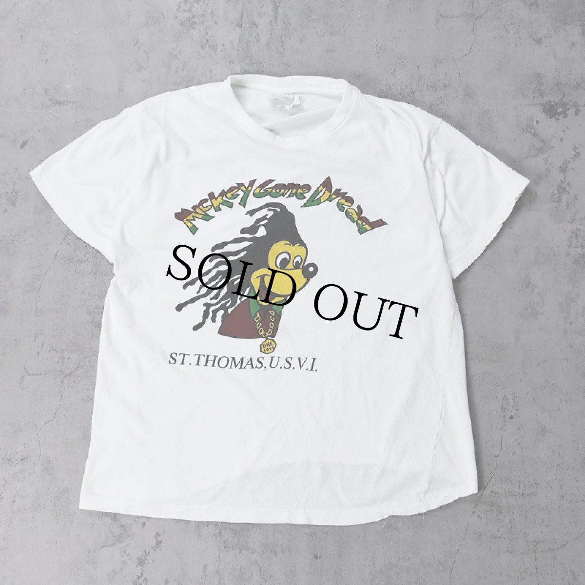 画像1: "Mickey Gone dread" キャラクターパロディプリントTシャツ L (1)