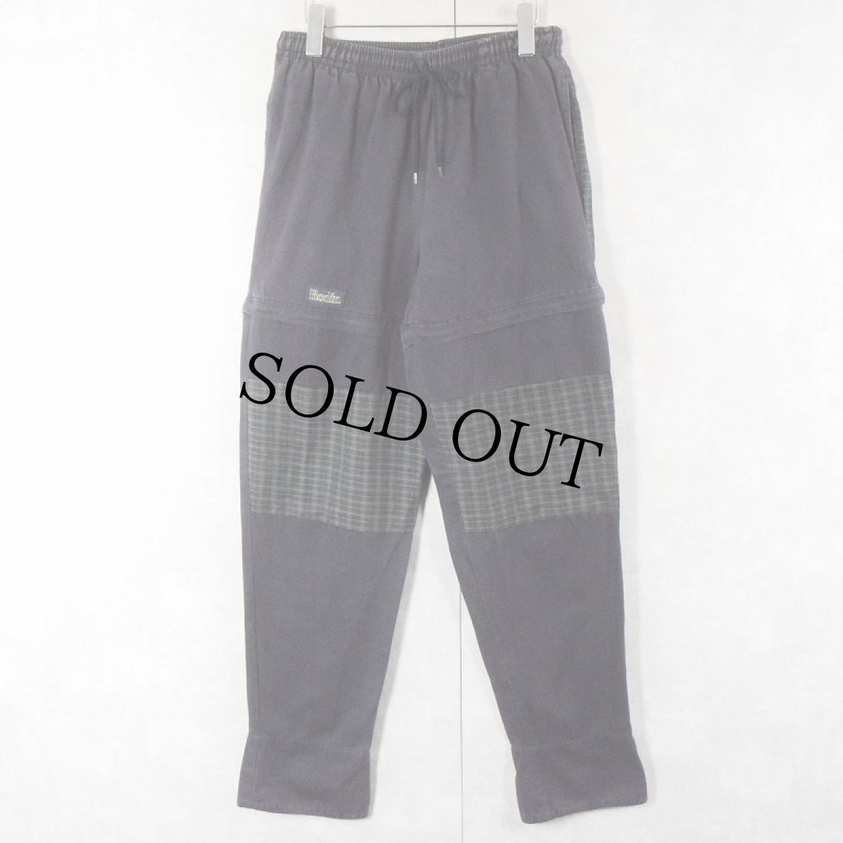 画像1: 90's〜 Rodin CANADA製 チェック柄切り替え ドッキングイージーパンツ NAVY XS (1)