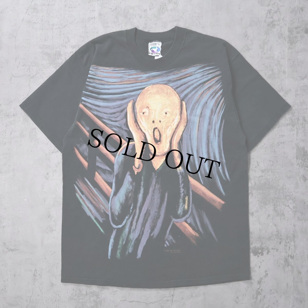 画像1: 90's LIQUID BLUE Edvard Munch USA製 "The Scream" アートプリントTシャツ BLACK L (1)