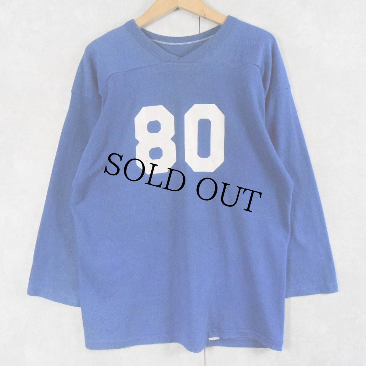 画像2: 70's〜 RUSSELL ATHLETIC USA製 金タグ "80" プリントフットボールTシャツ L (2)