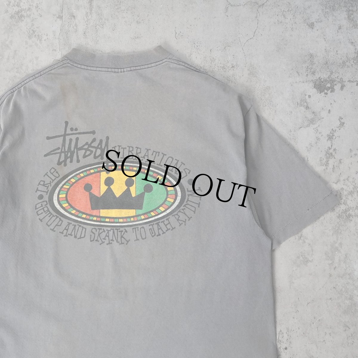 画像1: 80's STUSSY USA製 "RASTA CROWN" プリントTシャツ L (1)