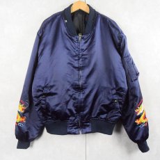 画像2: 80's "FAR EAST TOUR JAPAN" 龍刺繍 スーベニアジャケット NAVY (2)