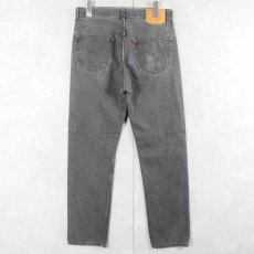 画像2: 90's Levi's 501 USA製 先染め ブランクタブ ブラックデニムパンツ W32 (2)