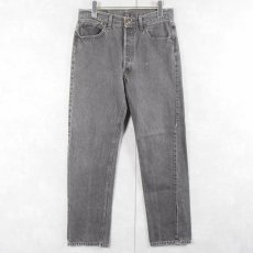 画像1: 90's Levi's 501 USA製 先染め ブラックデニムパンツ W32 (1)
