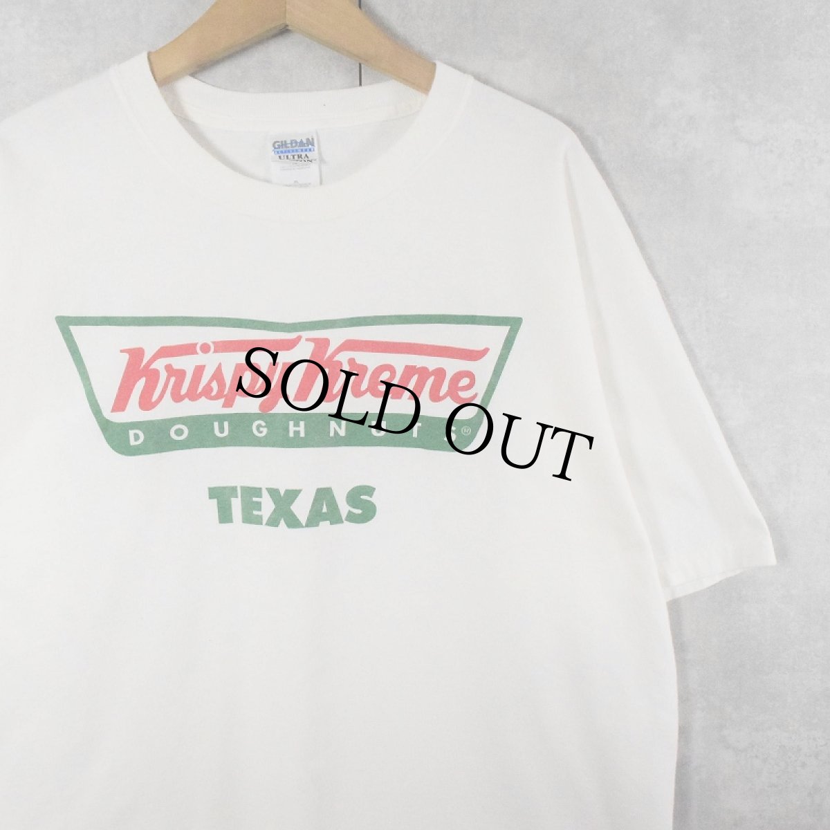 画像1: Krispy Kreme Doughnuts "TEXAS" ドーナツショップ ロゴプリントTシャツ XL (1)