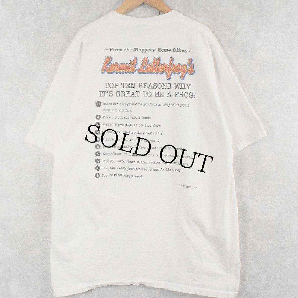 画像2: 90's Kermit USA製 "TOO LATE with Kermit Letterfrog" テレビ番組パロディプリントTシャツ XL (2)