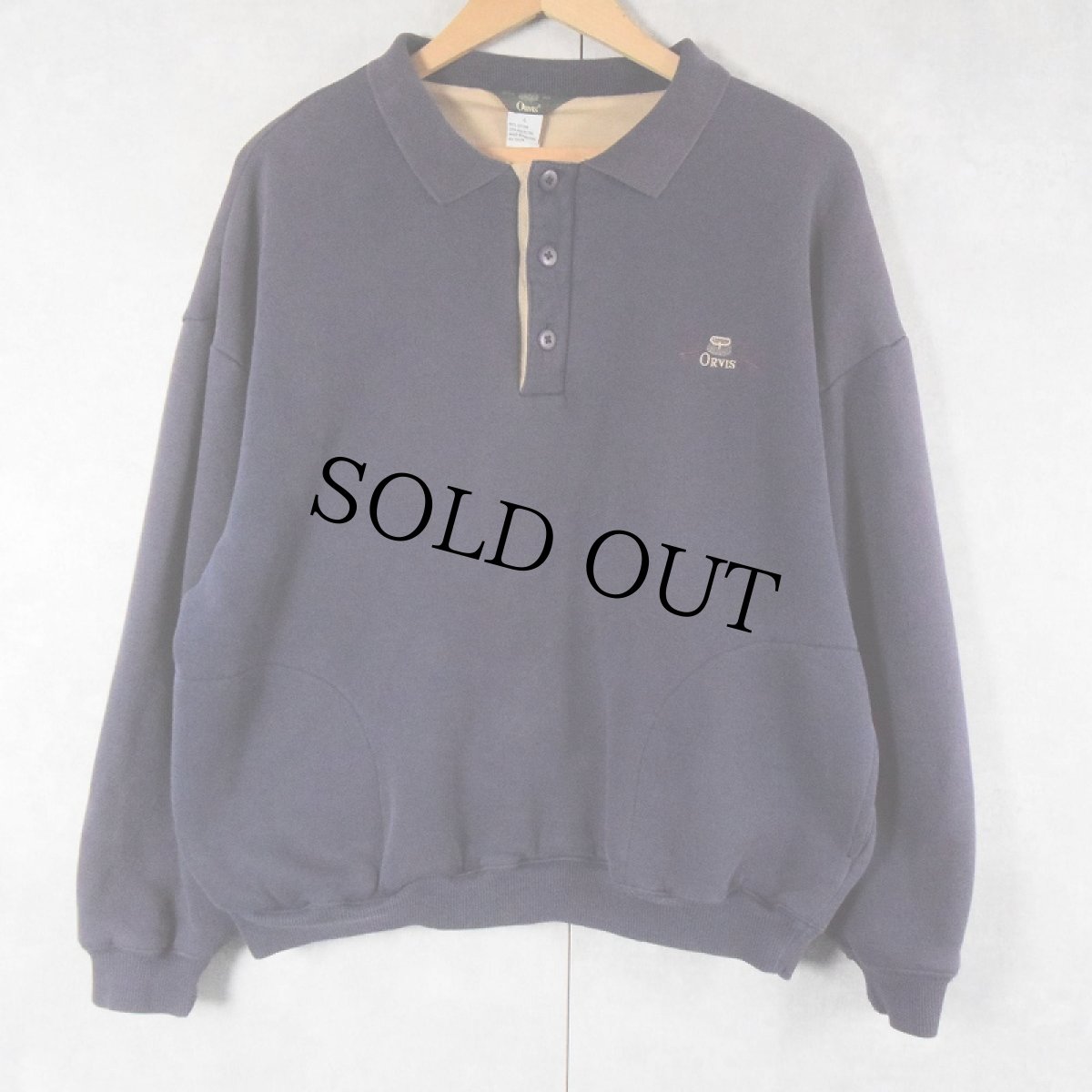 画像1: 90's ORVIS ダブルフェイス ヘンリーネックスウェット NAVY L (1)
