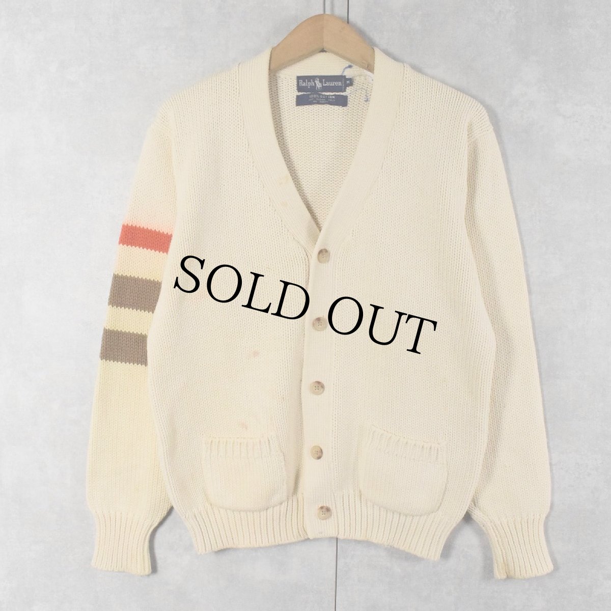 画像1: Ralph Lauren コットンニットカーディガン M (1)