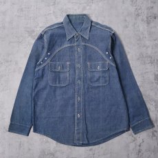 画像1: 60's〜 ラウンドヨーク デニムワークシャツ (1)