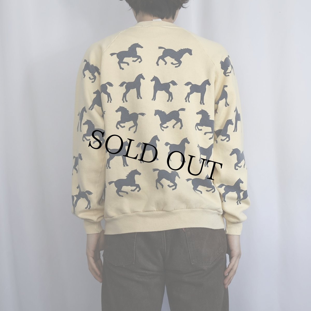 画像3: 90's MICHIGAN RAG CO. USA製 馬柄 プリントスウェット L (3)