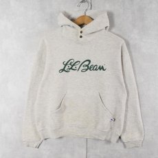 画像1: 90's L.L.Bean×RUSSELL ATHLETIC USA製 筆記体ロゴプリントスウェットフーディー YOUTH L (1)