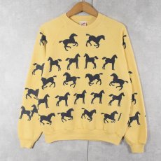 画像1: 90's MICHIGAN RAG CO. USA製 馬柄 プリントスウェット L (1)