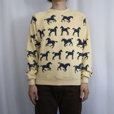 画像2: 90's MICHIGAN RAG CO. USA製 馬柄 プリントスウェット L (2)