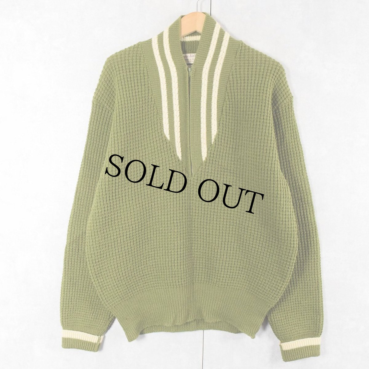 画像1: 【SALE】 60's Olympic Valley ハーフジップ ウールワッフルニットセーター L (1)
