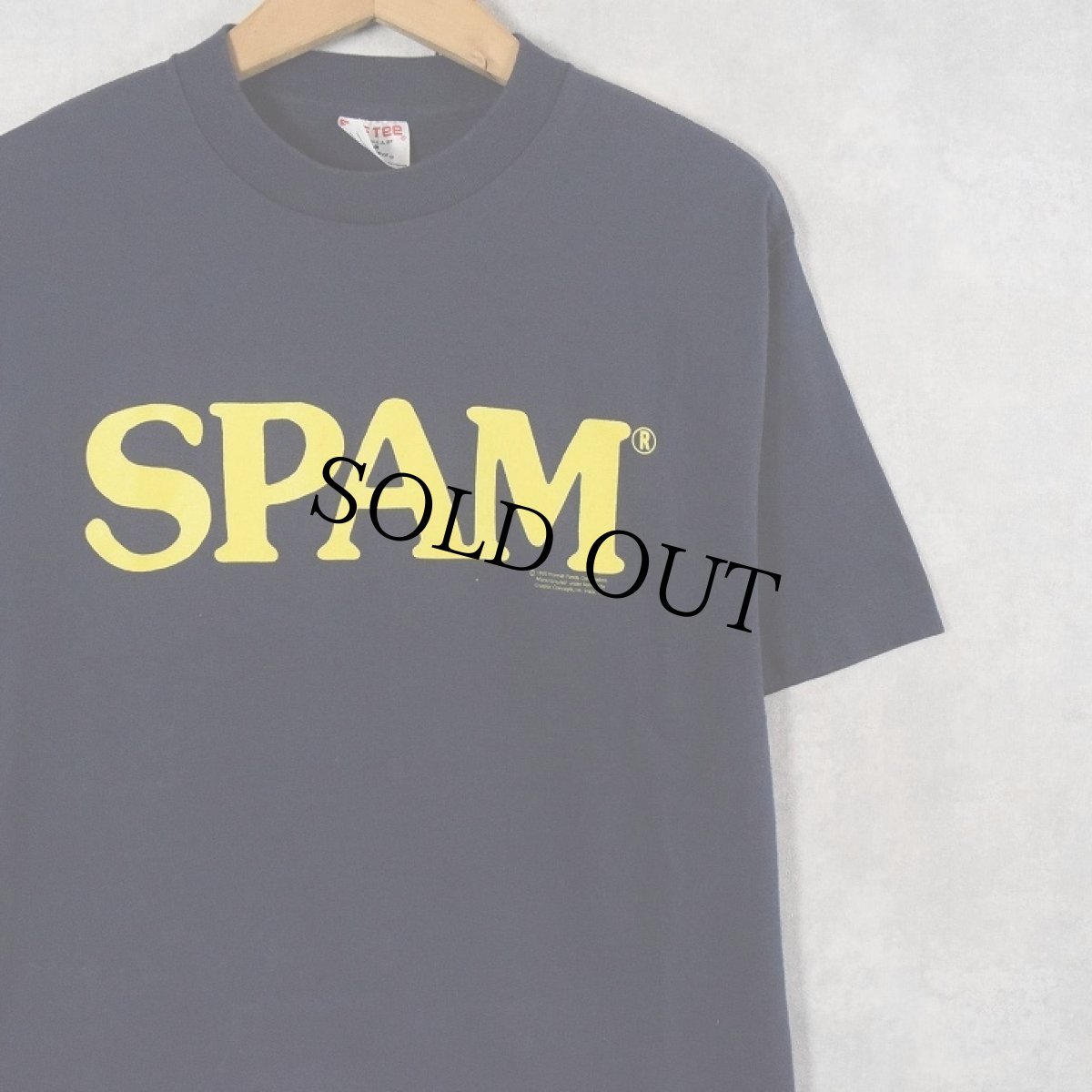 画像1: 90's SPAM USA製 プリントTシャツ NAVY L (1)