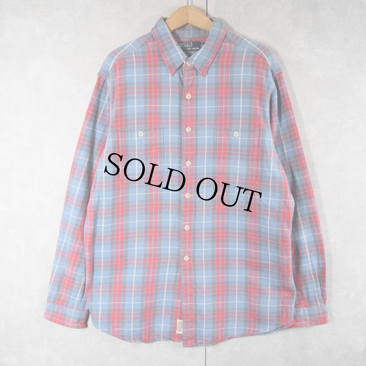 画像1: POLO Ralph Lauren チェック柄 ヘビーネルシャツ XL (1)