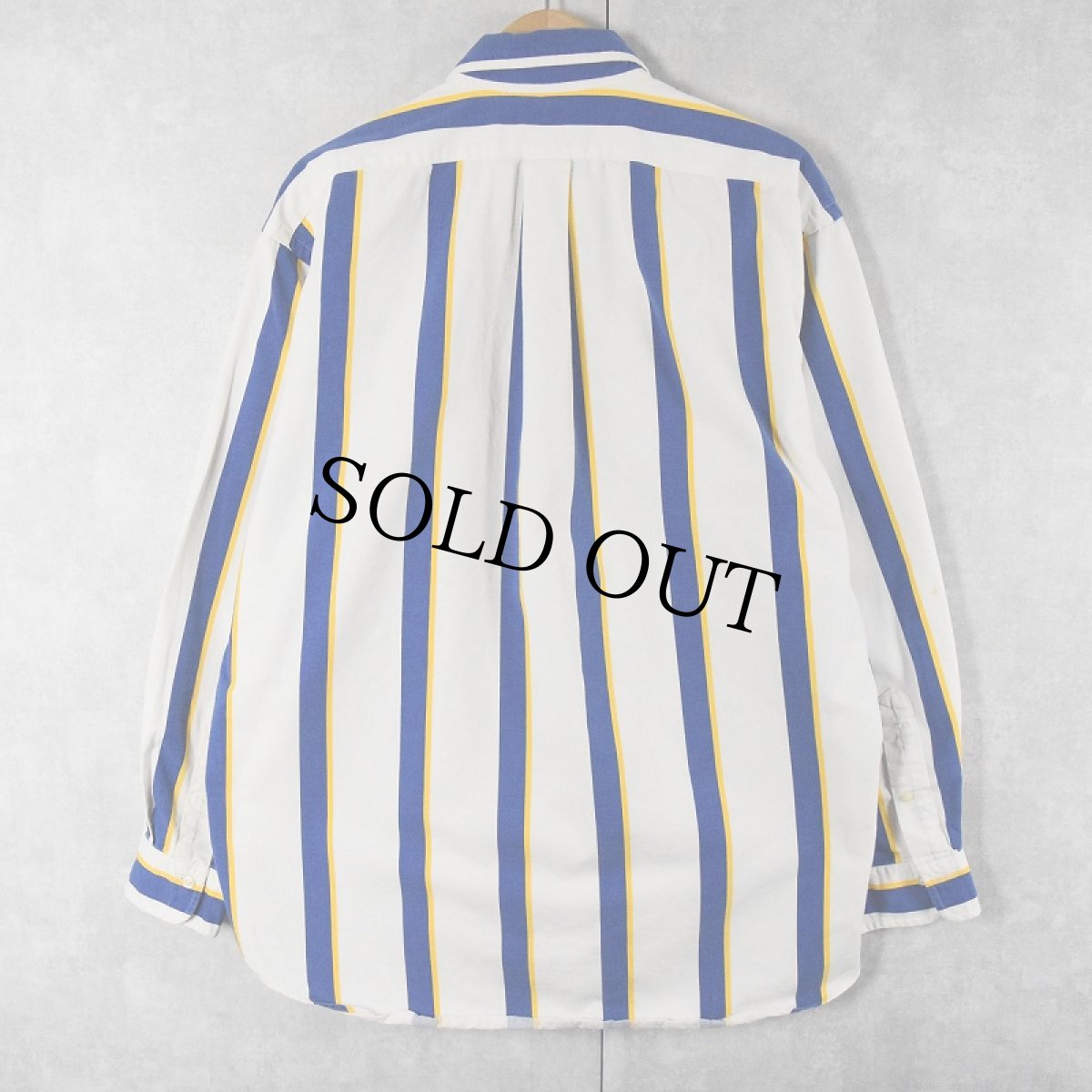 画像2: POLO Ralph Lauren ロゴ刺繍 ストライプ柄 コットンボタンダウンシャツ XL (2)