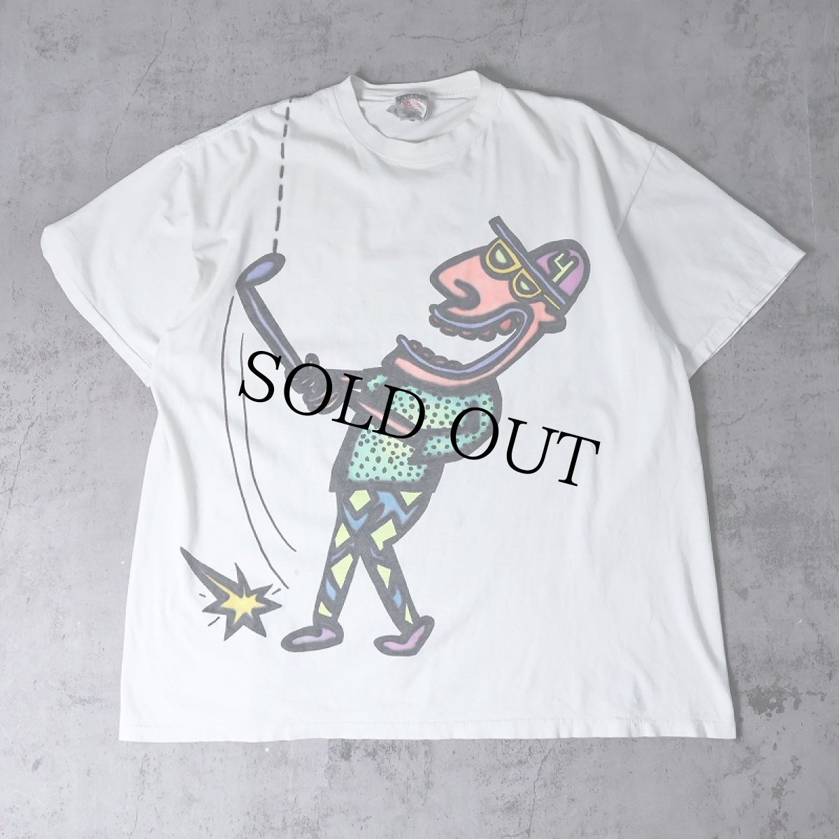 画像1: 90's Gary Hirsch ハンドペイント アートプリントTシャツ XXL (1)