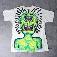 画像1: 90's USA製 GRANT ハンドペイント アートTシャツ XL (1)