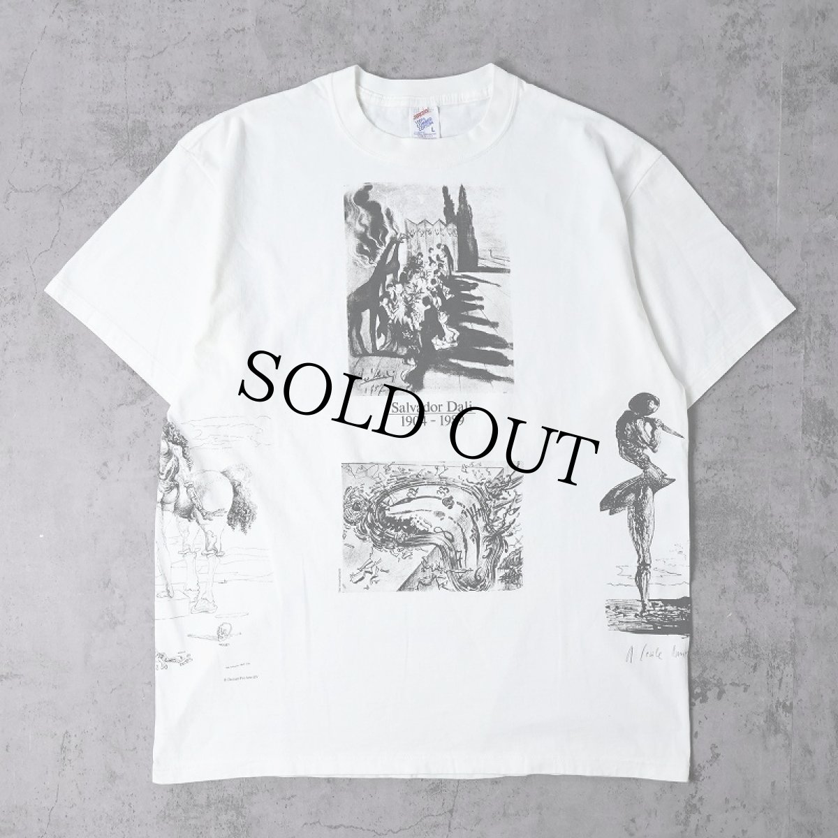 画像1: 90's SALVADOR DALI USA製 マルチプリント アートTシャツ DEADSTOCK L (1)