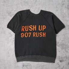 画像2: 60's "RUSHETTE'S" カラーフロッキープリント ラグラン半袖スウェット BLACK (2)