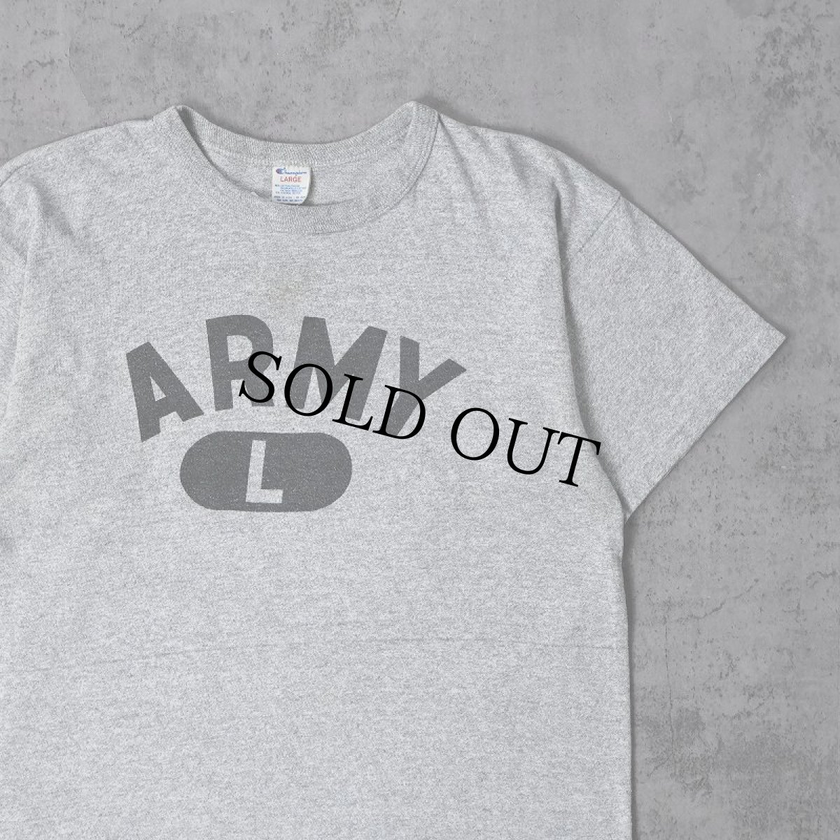 画像1: 80's Champion トリコタグ USA製 88/12 "ARMY" 染み込みプリントTシャツ L (1)