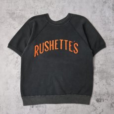 画像1: 60's "RUSHETTE'S" カラーフロッキープリント ラグラン半袖スウェット BLACK (1)