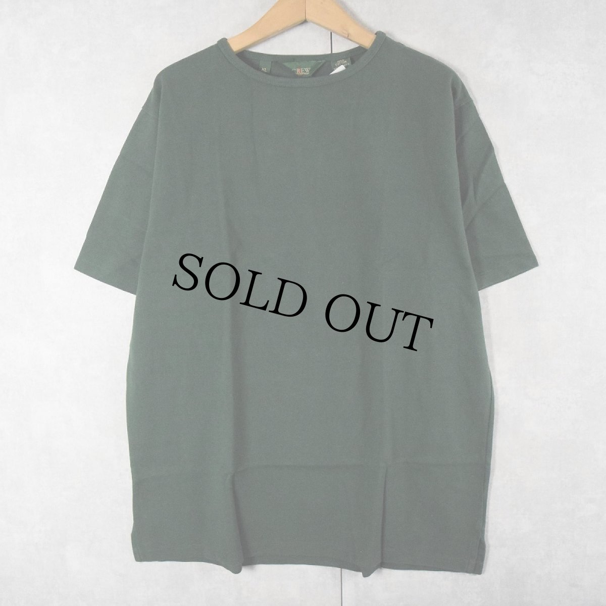 画像1: 【SALE】 90's J.CREW USA製 鹿の子無地Tシャツ GREEN DEADSTOCK XL (1)